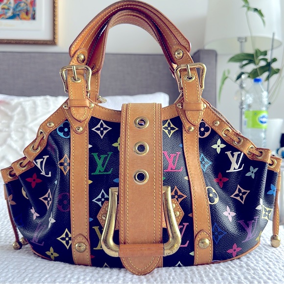 Louis Vuitton Handbags - Louis Vuitton black monogram multicolor Theda PM hand bag vintage designer bag